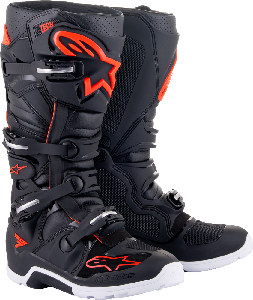 ALPINESTARS TECH 7 ENDURO BOOTS BLACK/RED FLUO SZ 16