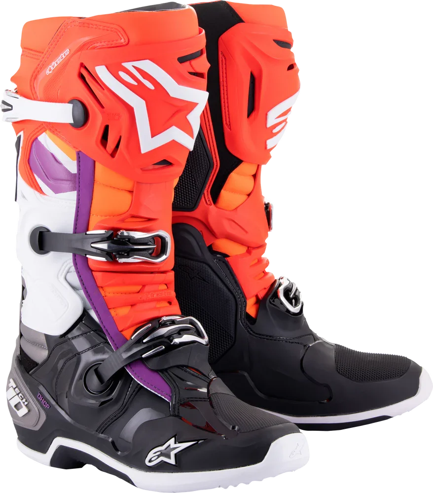 TECH 10 BOOTS BLK/FLO RED/FLO ORG/WHT