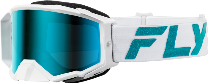 Zone Elite Goggle White/Teal W/ Light Grn Mirror/Smoke Lens