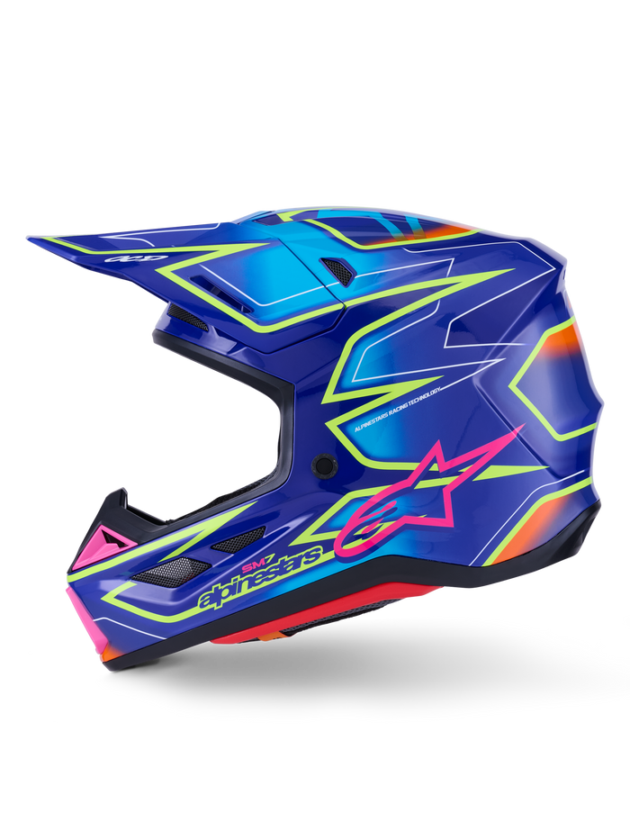 Sm7 Cast Helmet Blue/Pnk/Ylw Fluo Glossy Xl