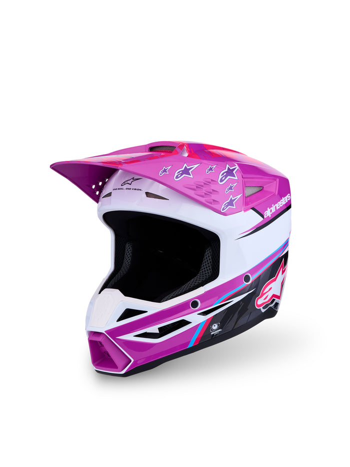 S-M3 Falcon Yth Hlmt Ece06/Dot Prpl/Wht/Blk/Pink Fl Gl Ys
