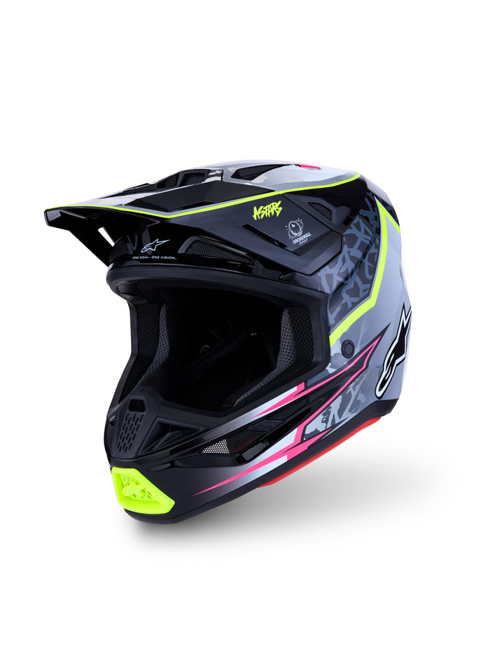 S-M7 Blaster Helmet Ece06/Dot Blk/Gry/Wh/Yllw Fluo Glsy Sm