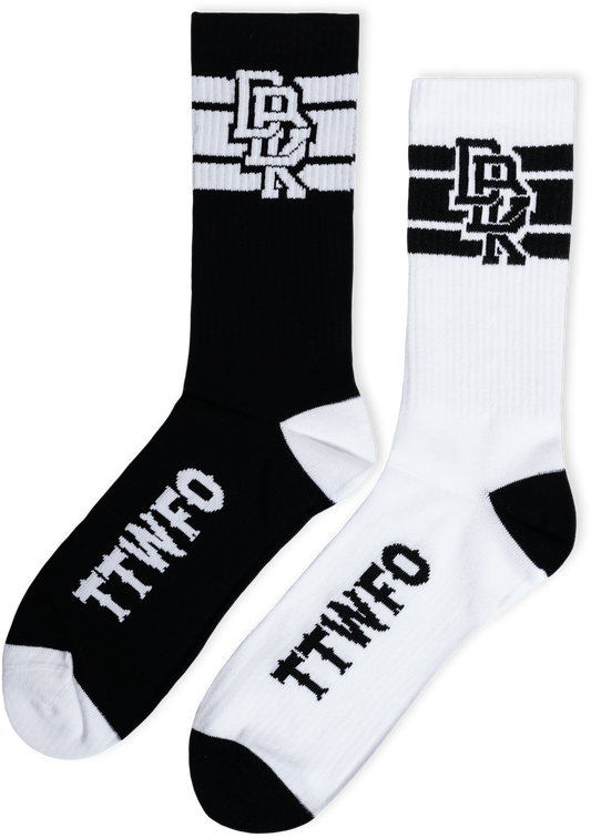 DBK STACKED SOCKS 2 PACK BLACK AND WHITE