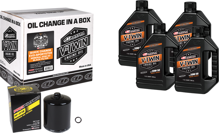 V-Twin Oil Change Kit Evo Mineral Black Filter