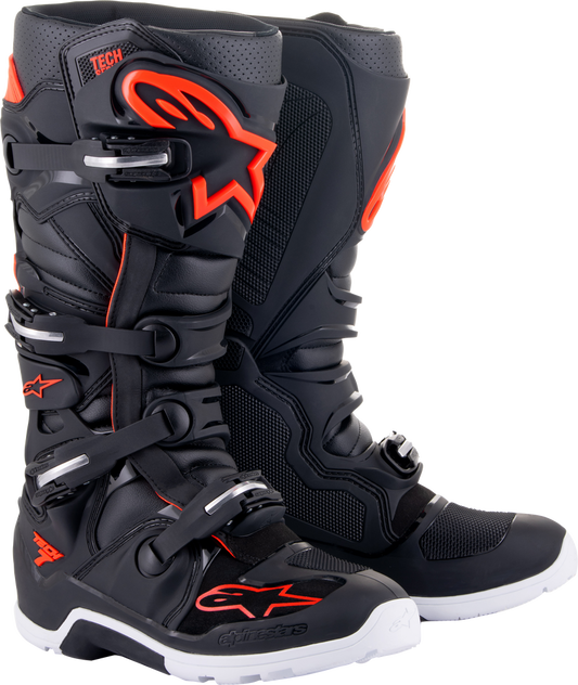 ALPINESTARS TECH 7 ENDURO BOOTS BLACK/RED FLUO SZ 16