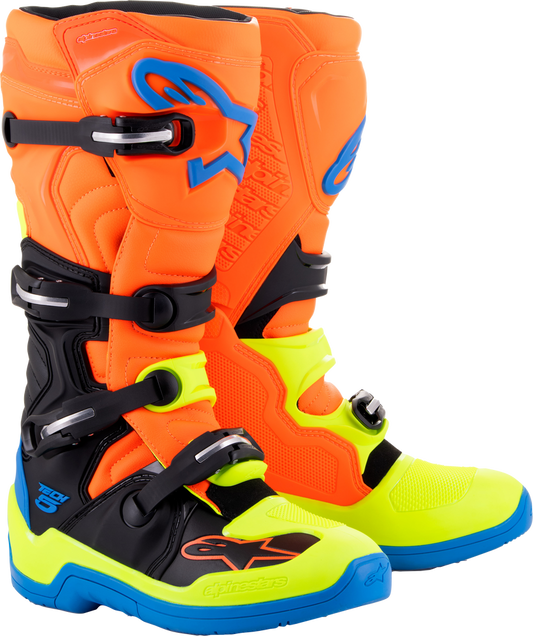 TECH 5 BOOTS BLUE/ORANGE/YELLOW FLUO